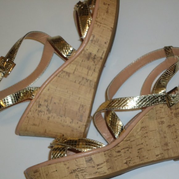 Gold Cork Wedge Sandal - Picture 6 of 16